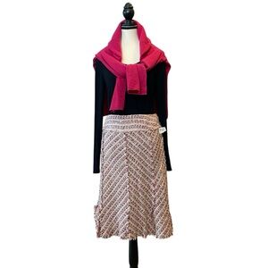 Sacks Off 5th Tweed A-Line Skirt in Pink & Cream NWT SIZE 14 designer inspired
